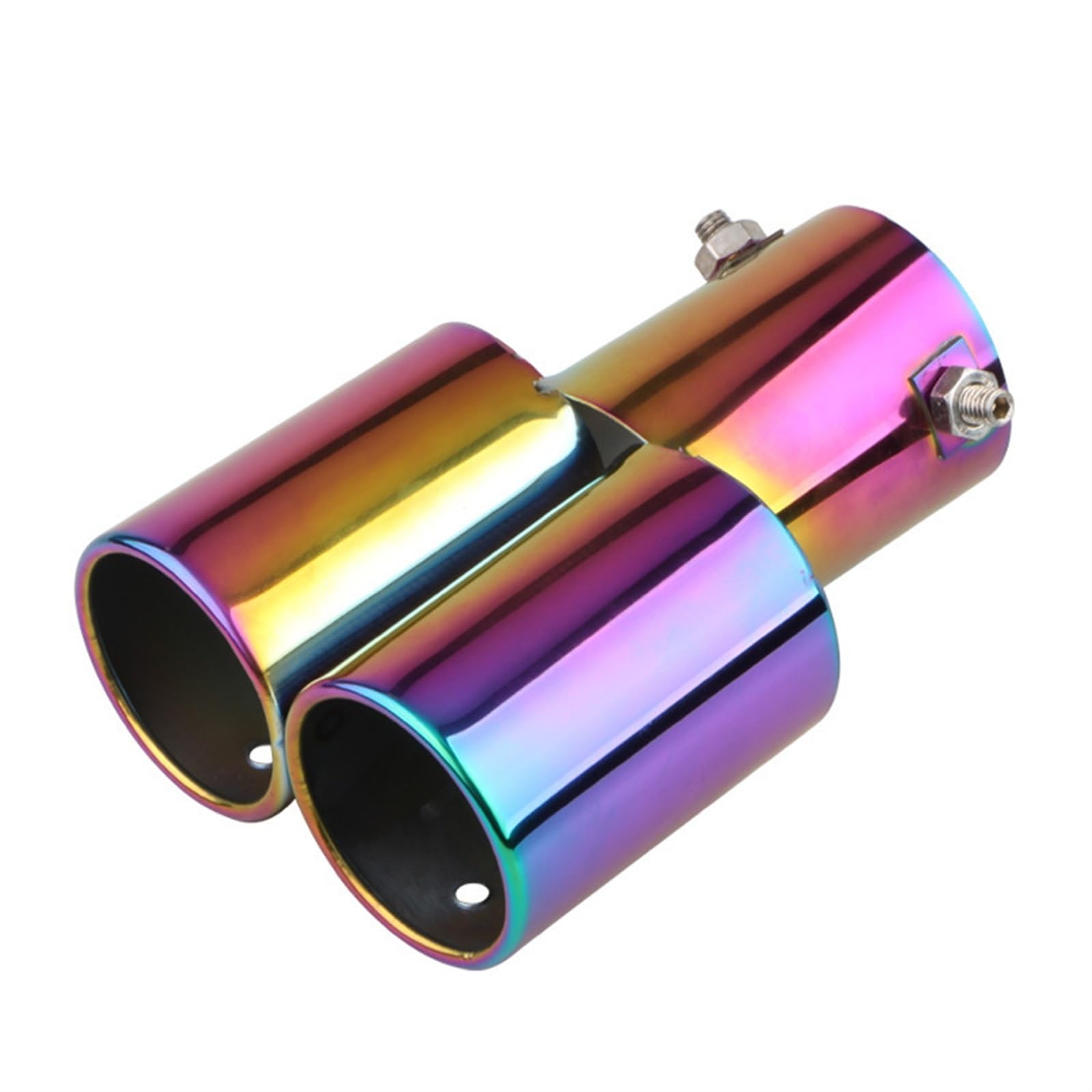 Auto-Auspuffspitzen Universelle Auto-Auspuffanlagen, Doppelschalldämpferspitze, Dual für Rohr für Chromverkleidung, modifizierte Auspuffspitzen, Endrohr 63 mm(Straight Color Flat) von Generisch