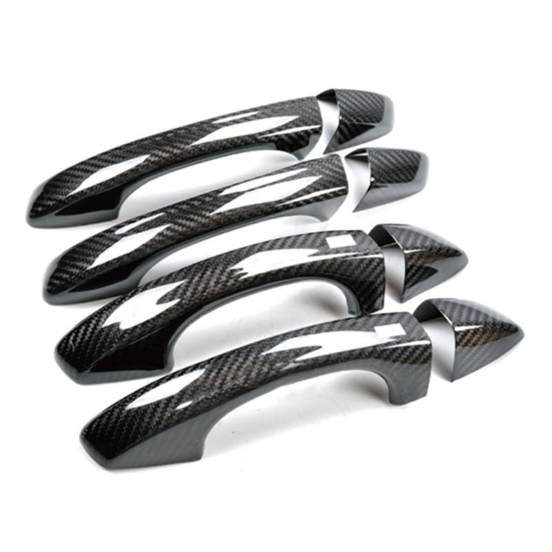 Auto Griff Catch Abdeckung Trim Für VW für Golf 7 MK7 7.5 MK7.5 GTI GTE R Taos Autozubehör Seitenkörper Türgriffabdeckung Verkleidung Kohlefaser(2dr with Sensor Hole) von Generisch