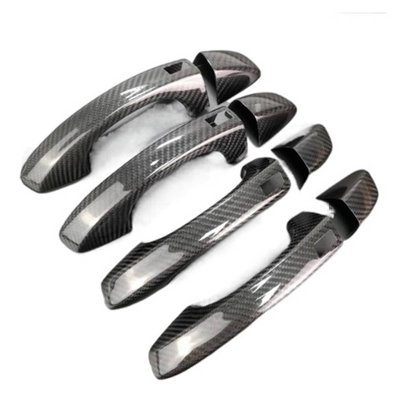 Auto Griff Catch Abdeckung Trim Für VW für Golf 7 MK7 7.5 MK7.5 GTI GTE R Taos Autozubehör Seitenkörper Türgriffabdeckung Verkleidung Kohlefaser(4dr with Sensor Hole) von Generisch