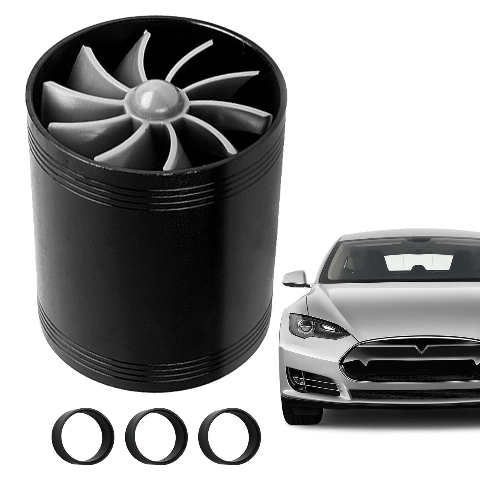 Auto-Luftansaugventilator, Auto-Turbolader | 2,5 Zoll Turbolader Dual Fan Turbine | Doppelseitiger automatischer Turbinen-Kaltluftansaugschlauchventilator mit 3 Gummiringen von Generisch