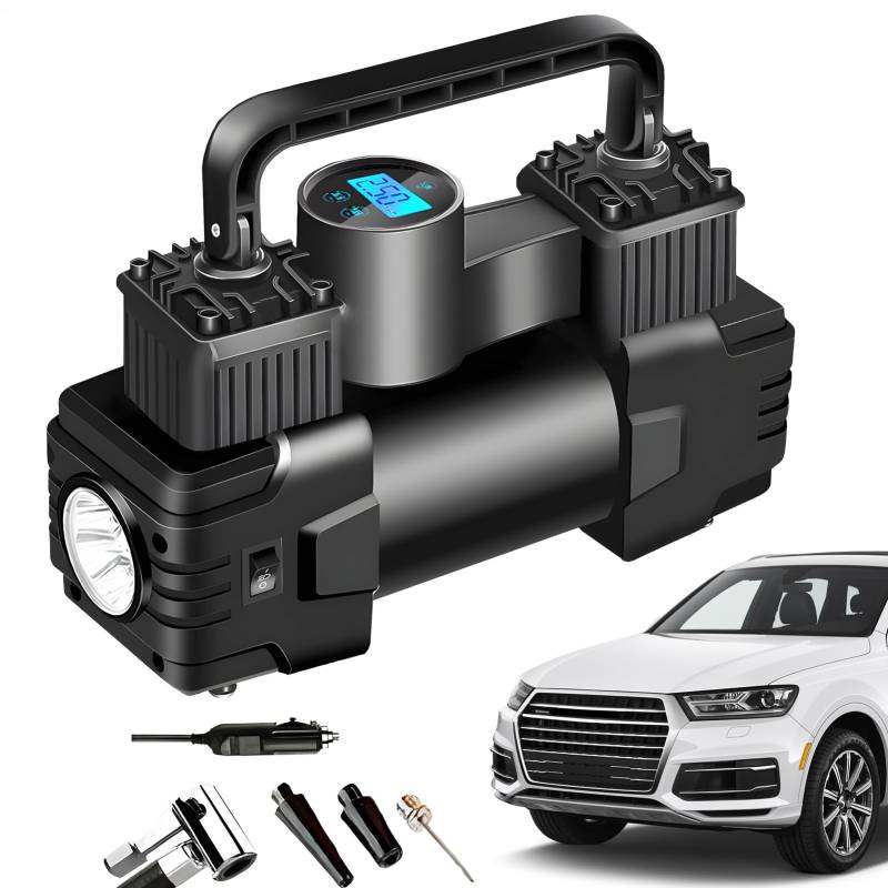 Auto Reifenpumpe - Tragbare Luftpumpe Auto -Reifenluftkompressor | LKW-Reifeninflator mit digitalem Druckmessgerät, Kfz-Reifen-Inflatorpumpe, hochdauer elektrischer Luftkompressor für Fahrzeuge, Motor von Generisch