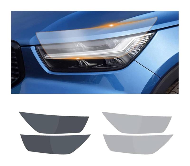 Auto Scheinwerfer Folie Für Volvo XC40 2019-2022 2 Pcs Auto Scheinwerfer Schutz Film Scheinwerfer Transparent Schwarz TPU Aufkleber von Generisch
