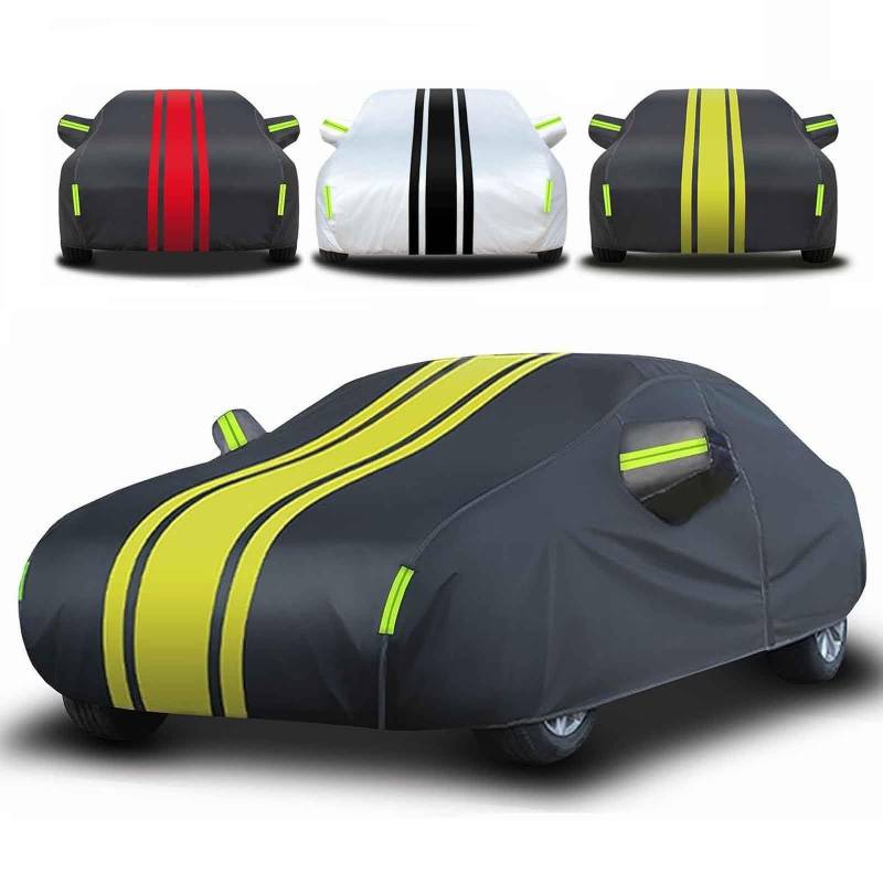 Autoabdeckung Wasserdicht Autoabdeckplane für 𝖢itroen E-C4 XELECTRIC 2023-2023, Autoplane Atmungsaktiv Outdoor UV-Schutz Reflektionsstreifen (Black Yellow,für 𝖢itroen E-C4 XELECTRIC 2023-2023) von Generisch
