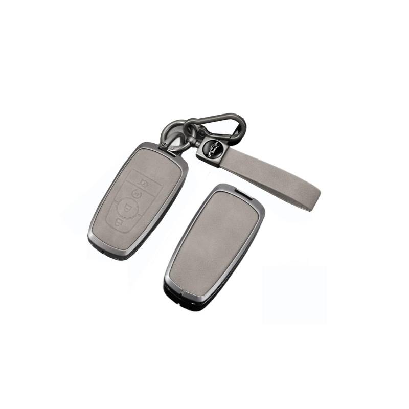 Autoschlüssel Hülle passt für Ford Everest Fusion Mustang Explorer F150 F250 EcoSport Edge S-MAX Ranger Schlüsselhülle Schutzcover mit Schlüsselanhänger Auto Zubehör,Grey-D von Generisch