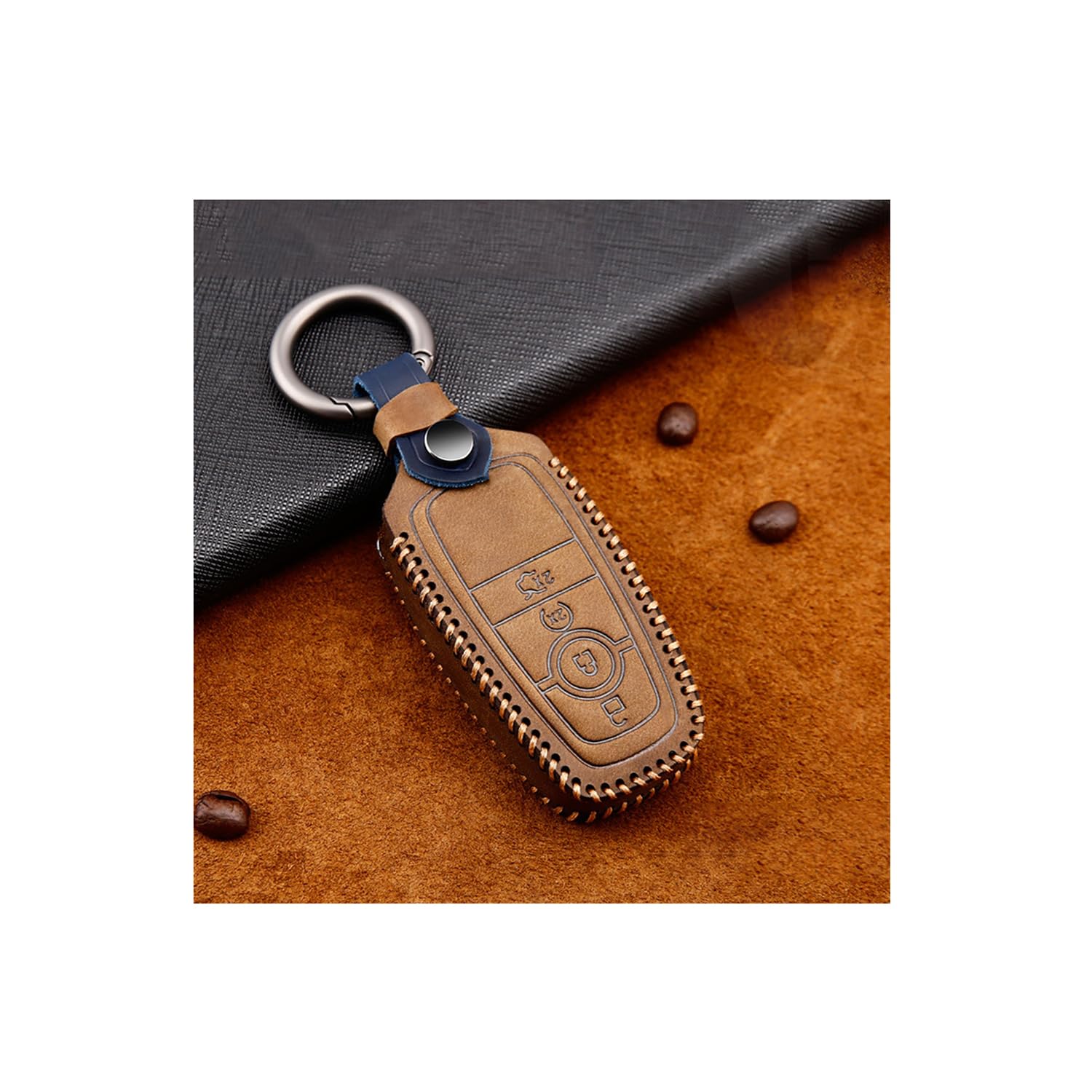 Autoschlüssel Hülle passt für Ford F-150 Explorer Edge Fusion 2015-2017 Schlüsselhülle Schutzcover mit Schlüsselanhänger Auto Zubehör,Brown-B Autoschlüssel Hülle passt für Ford F-150 Explorer Edge Fusion 2015-2017 Schlüsselhülle Schutzcover mit Schlüsselanhänger Auto Zubehör,Brown-B von Generisch
