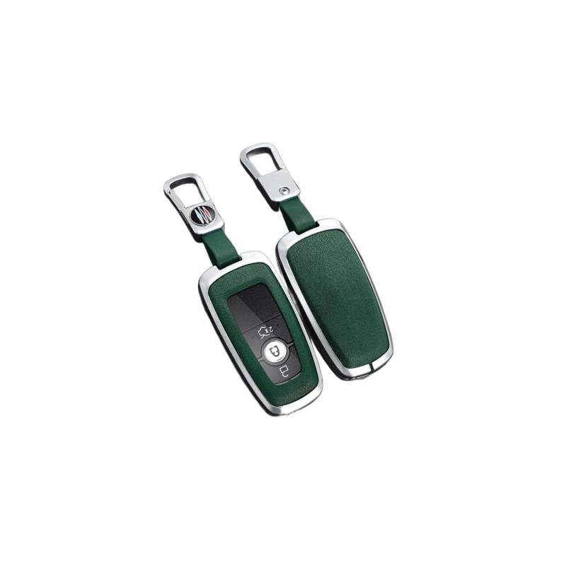 Autoschlüssel Hülle passt für Ford Fusion Mustang Explorer F150 F250 F350 EcoSport Edge S-MAX Ranger Mondeo Escape Taurus Schlüsselhülle Schutzcover mit Schlüsselanhänger Auto Zubehör,SilverGreen von Generisch