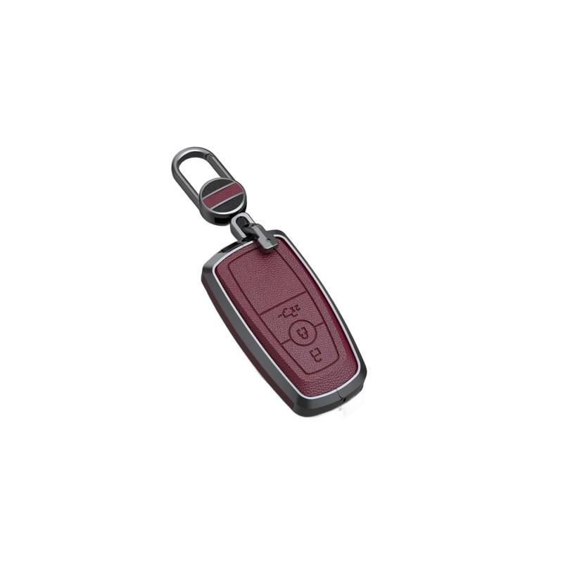 Autoschlüssel Hülle passt für Ford Fusion Mustang Explorer F150 F250 F350 EcoSport Edge S-MAX Ranger Mondeo Schlüsselhülle Schutzcover mit Schlüsselanhänger Auto Zubehör,Red-A von Generisch