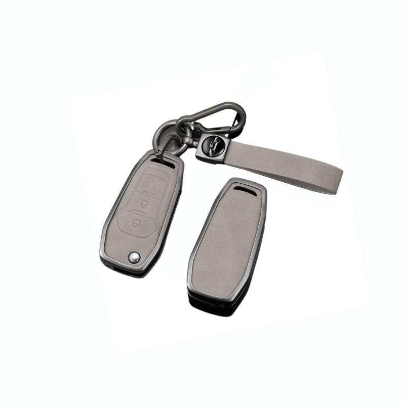 Autoschlüssel Hülle passt für Ford Maverick Ecosport F150 XL XLT STX Explorer Ranger F250 F350 F450 Schlüsselhülle Schutzcover mit Schlüsselanhänger Auto Zubehör,Grey-A von Generisch