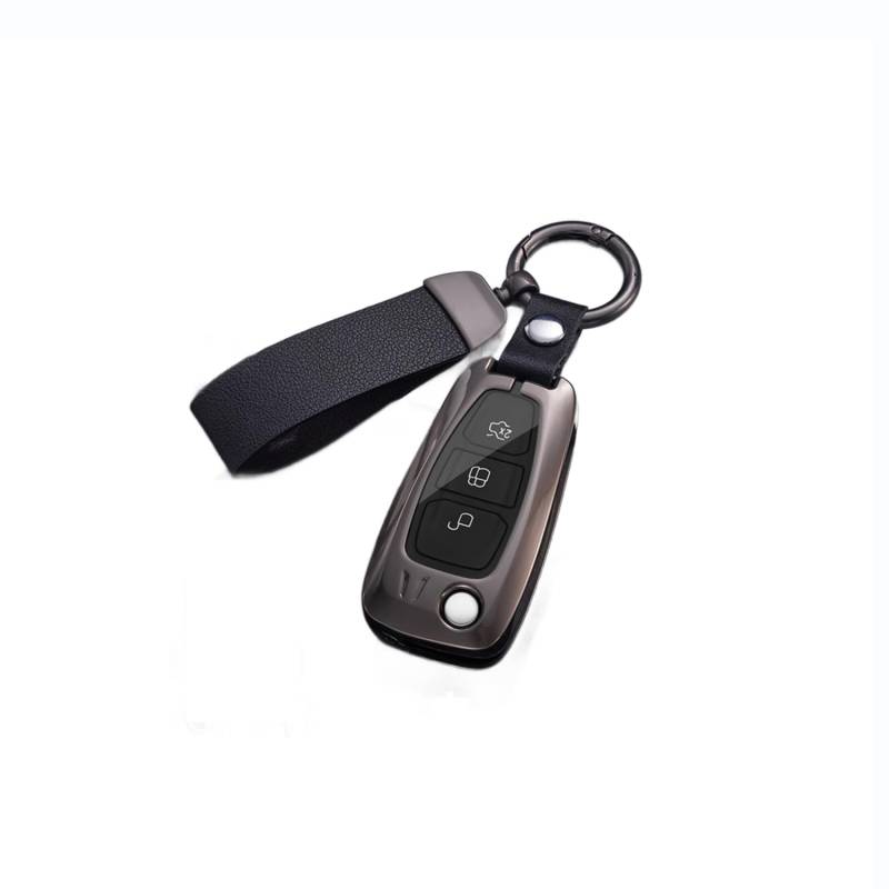 Autoschlüssel Hülle passt für Ford Transit Custom Focus Fiesta Galaxy Mondeo MK8 Connect Schlüsselhülle Schutzcover mit Schlüsselanhänger Auto Zubehör,Black-A von Generisch