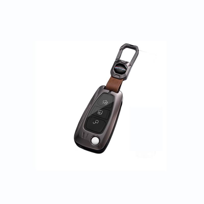 Autoschlüssel Hülle passt für Ford Transit Custom Focus Fiesta Galaxy Mondeo MK8 Connect Schlüsselhülle Schutzcover mit Schlüsselanhänger Auto Zubehör,Brown-B von Generisch