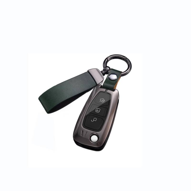 Autoschlüssel Hülle passt für Ford Transit Custom Focus Fiesta Galaxy Mondeo MK8 Connect Schlüsselhülle Schutzcover mit Schlüsselanhänger Auto Zubehör,Green-A von Generisch