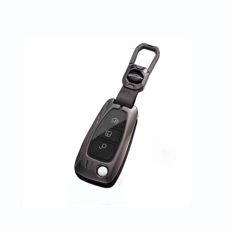 Autoschlüssel Hülle passt für Ford Transit Custom Focus Fiesta Galaxy Mondeo MK8 Connect Schlüsselhülle Schutzcover mit Schlüsselanhänger Auto Zubehör,Grey-B von Generisch