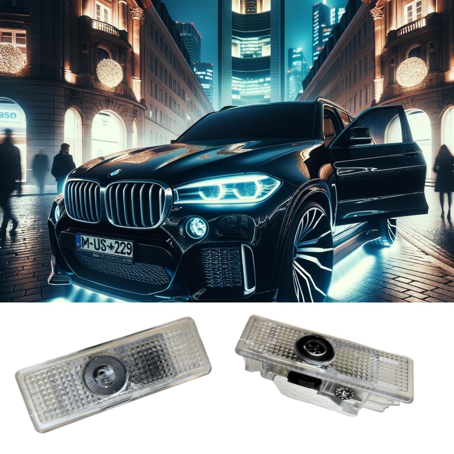 Autotür Licht Projektor, 2X LED für BMW 3/5 / 6/7 / M/F Series mit Auto Logo, Willkommen Licht Unterbodenbeleuchtung Auto (PMC-B12-14) von Generisch