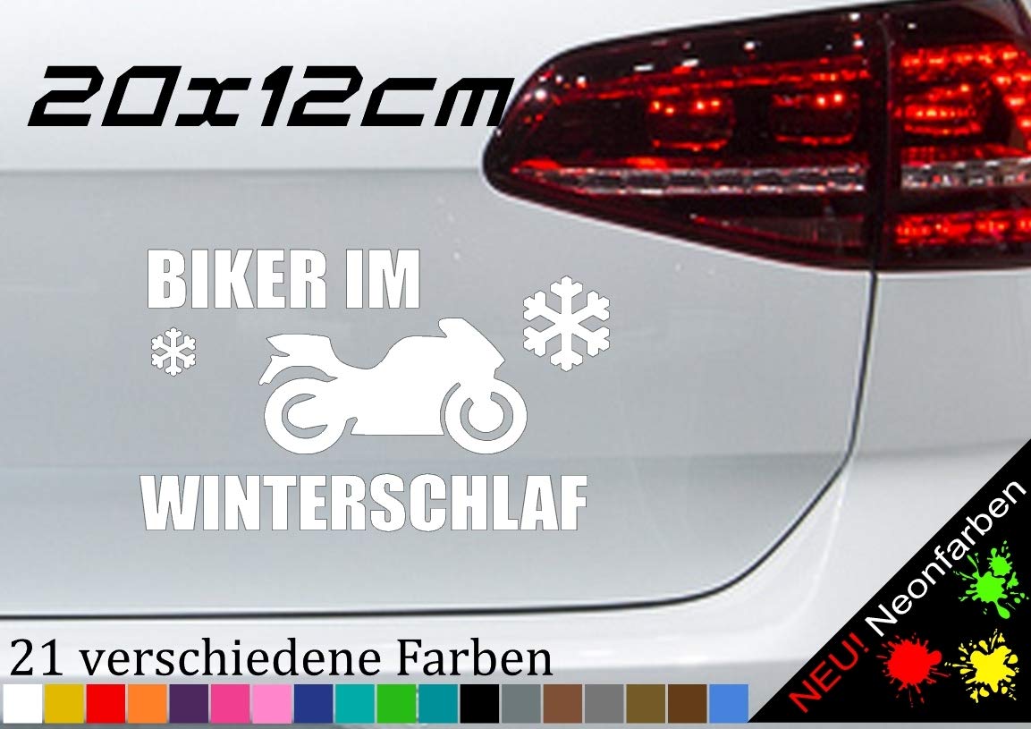 Biker im Winterschlaf Aufkleber Motorrad Chopper Tour Zweirad JDM Spruch 20x12cm in 21 Farben von Generisch