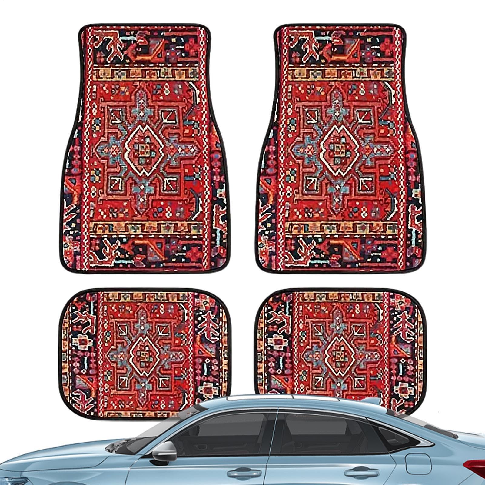 Bohemian Auto Matten, 4 Stück Retro-Design-Automatten, Retro Boho Auto Fußmatten Set, Auto Bodenteppiche 4er Set, Heavy Duty Teppiche Böhmische Automatten Boho Auto Zubehör Bohemian Auto Matten, 4 Stück Retro-Design-Automatten, Retro Boho Auto Fußmatten Set, Auto Bodenteppiche 4er Set, Heavy Duty Teppiche Böhmische Automatten Boho Auto Zubehör von Generisch
