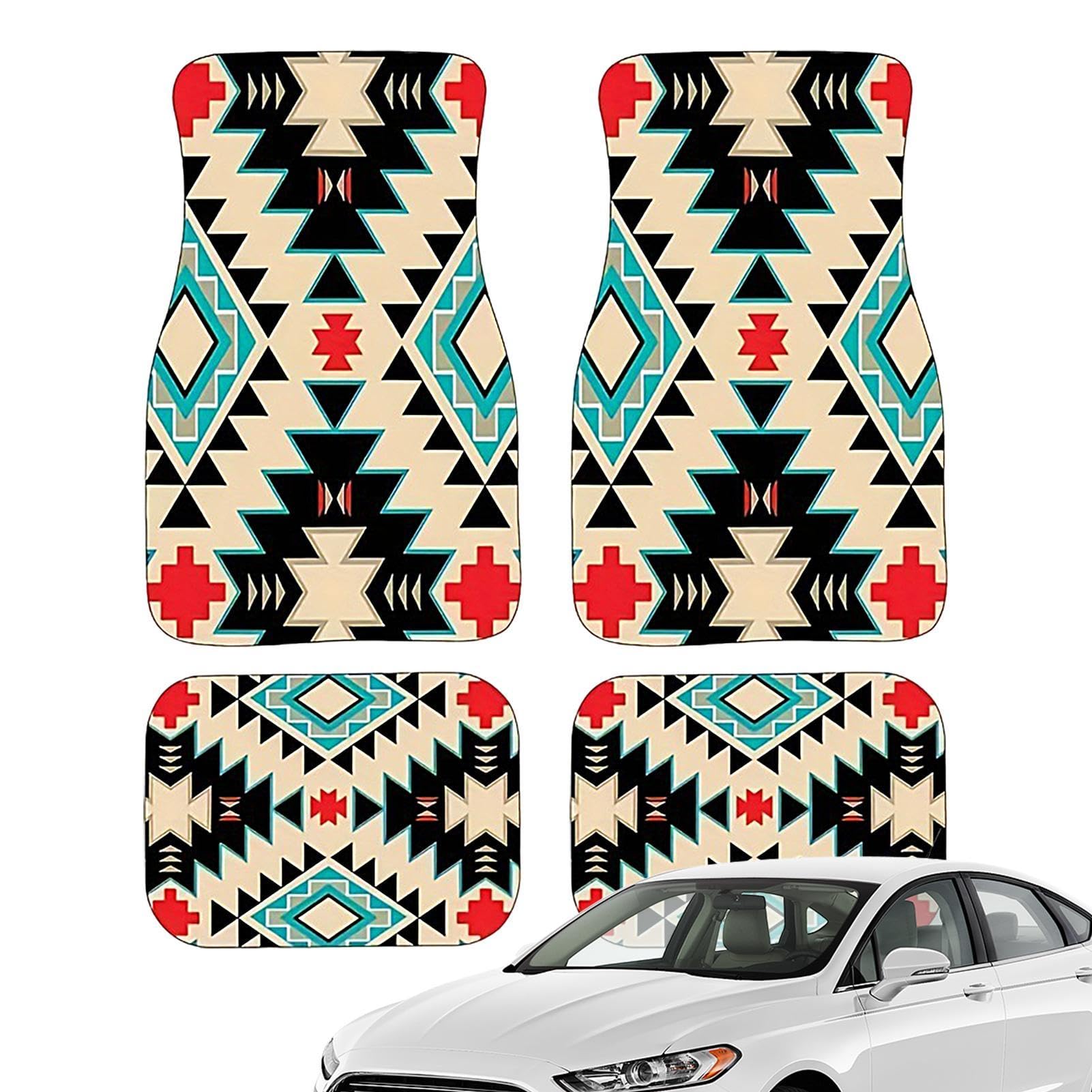 Bohemian Auto Matten, 4 Stück Retro-Design-Automatten, Retro Boho Auto Fußmatten Set, Auto Bodenteppiche 4er Set, Heavy Duty Teppiche Böhmische Automatten Boho Auto Zubehör Bohemian Auto Matten, 4 Stück Retro-Design-Automatten, Retro Boho Auto Fußmatten Set, Auto Bodenteppiche 4er Set, Heavy Duty Teppiche Böhmische Automatten Boho Auto Zubehör von Generisch