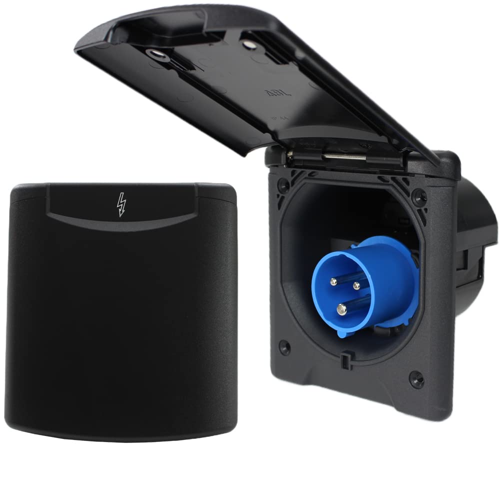 CEE Aussensteckdose Einspeisungssteckdose Einbausteckdose Wohnwagen Wohnmobil 220V - 250V ABL Magnetdeckel schwarz CEE Aussensteckdose Einspeisungssteckdose Einbausteckdose Wohnwagen Wohnmobil 220V - 250V ABL Magnetdeckel schwarz von Generisch