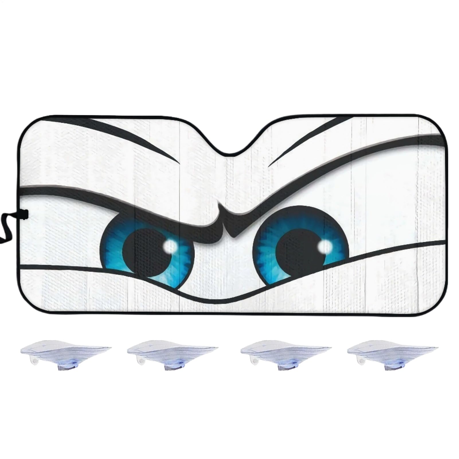 Cartoon-Augen Design Sonnenschutz Für Fahrzeug-Windschutzscheiben | Auto-Hitzeschutz Mit Effektiver Sonnenabschirmung - Vielseitig Einsetzbarer Klappbarer Schutz Für Outdoor-Aktivitäten, von Generisch