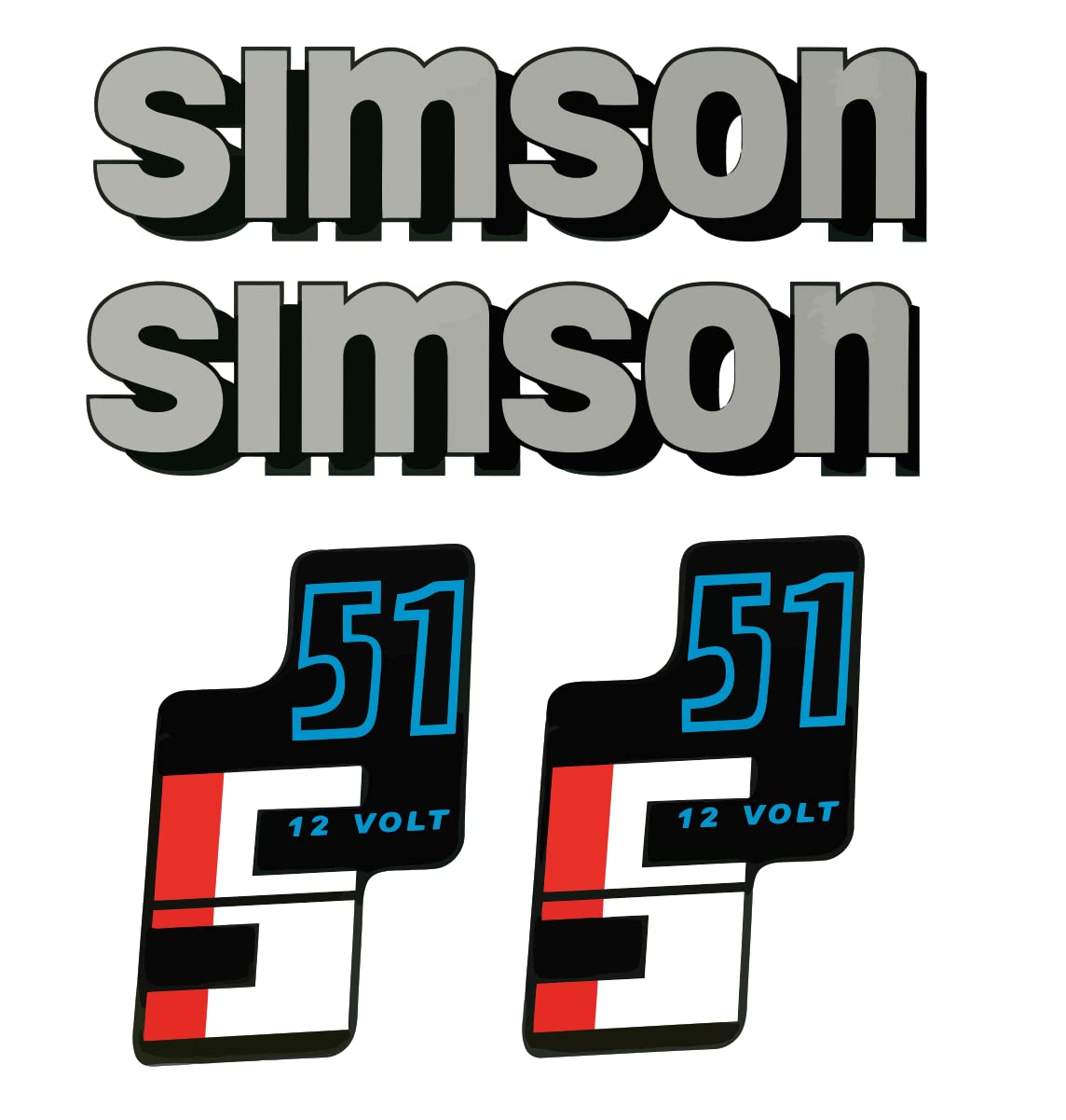 Dekorsatz Simson S51 12V Grau Aufkleber Set von Generisch