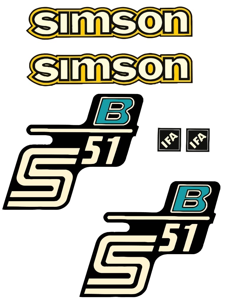 Dekorsatz Simson S51 B Retro Aufkleber Set Gelb IFA von Generisch