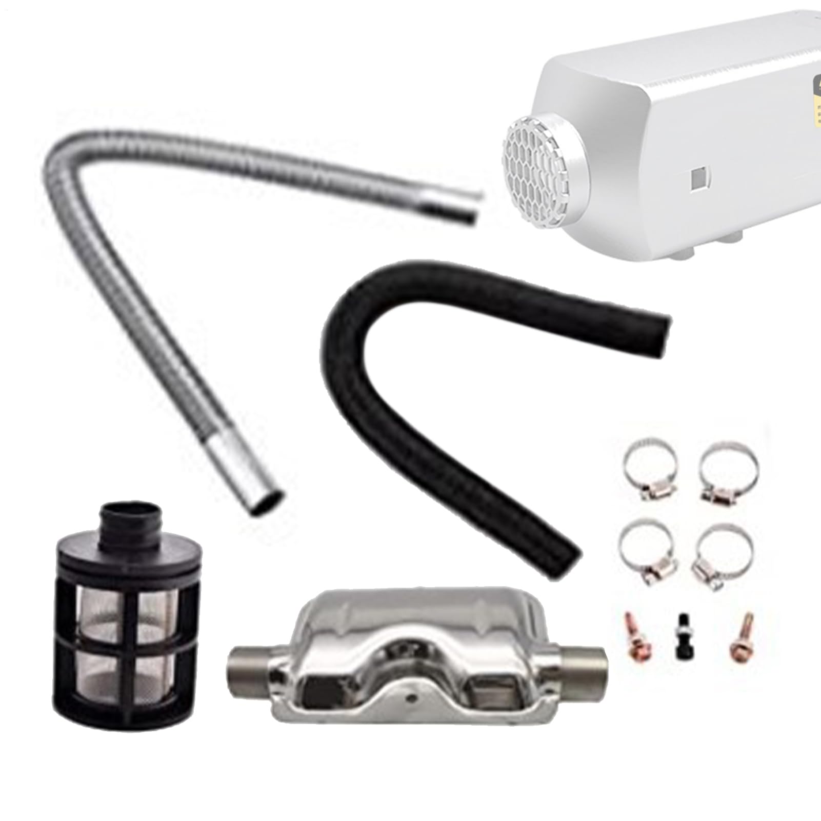 Dieselheizungsauspuff | Auto-Parklufterhitzer-Auspuffrohr-Kit mit Schalldämpfer |Rostfreier Edelstahl-Auspuffrohr-Parkluftheizungs-Entlüftungsschlauch für Auto-Modifikation Dieselheizungsauspuff | Auto-Parklufterhitzer-Auspuffrohr-Kit mit Schalldämpfer |Rostfreier Edelstahl-Auspuffrohr-Parkluftheizungs-Entlüftungsschlauch für Auto-Modifikation von Generisch