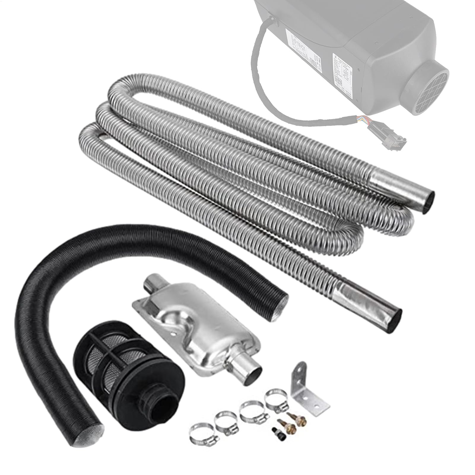 Dieselheizungsauspuff | Auto-Parklufterhitzer-Auspuffrohr-Kit mit Schalldämpfer |Rostfreier Edelstahl-Auspuffrohr-Parkluftheizungs-Entlüftungsschlauch für Auto-Modifikation Dieselheizungsauspuff | Auto-Parklufterhitzer-Auspuffrohr-Kit mit Schalldämpfer |Rostfreier Edelstahl-Auspuffrohr-Parkluftheizungs-Entlüftungsschlauch für Auto-Modifikation von Generisch