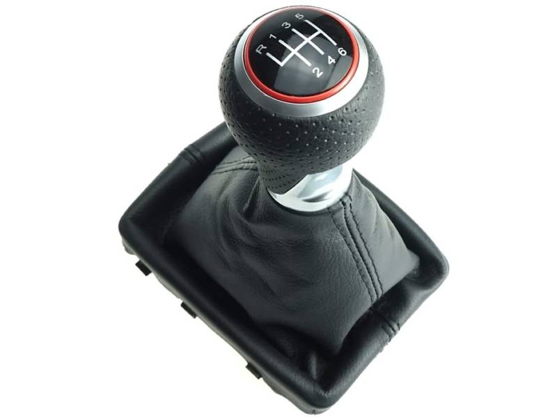 Generisch Do!LED perforierter Schaltknauf + Schaltsack + Rahmen - Leder - schwarze Naht - 6 Gang kompatibel/Ersatzteil für Audi A6 C6 4F Avant und Limo von Generisch