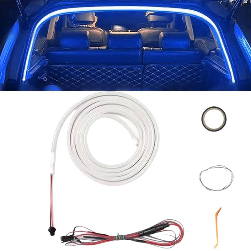 Dynamic Flowing Car Trunk Light Strip, Auto-Kofferraum Lichtstreifen, Automatischer Sensor Tail Box Light Strip, Led Strip Lights for Car Trunk Cargo Interior Illumination Decoration (Marineblau, 2M) von Generisch