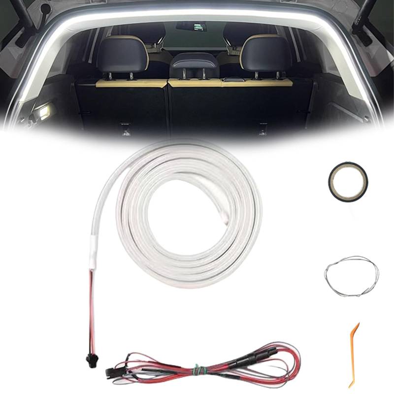 Dynamic Flowing Car Trunk Light Strip, Auto-Kofferraum Lichtstreifen, Automatischer Sensor Tail Box Light Strip, Led Strip Lights for Car Trunk Cargo Interior Illumination Decoration (Weiß, 4M) von Generisch