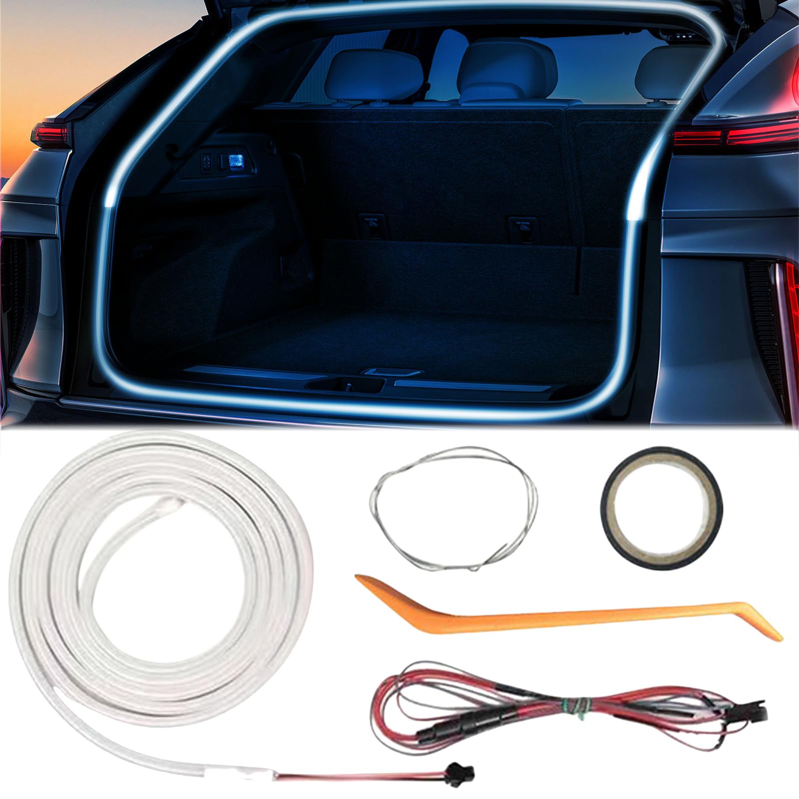Dynamic Flowing Car Trunk Light Strip, Automatic Sensor Tail Box Light Strip, LED Strip Lights for Trunks Car Cargo Area or Interior Lighting Decoration (Blue, Full Circle 4 m/157 in) von Generisch
