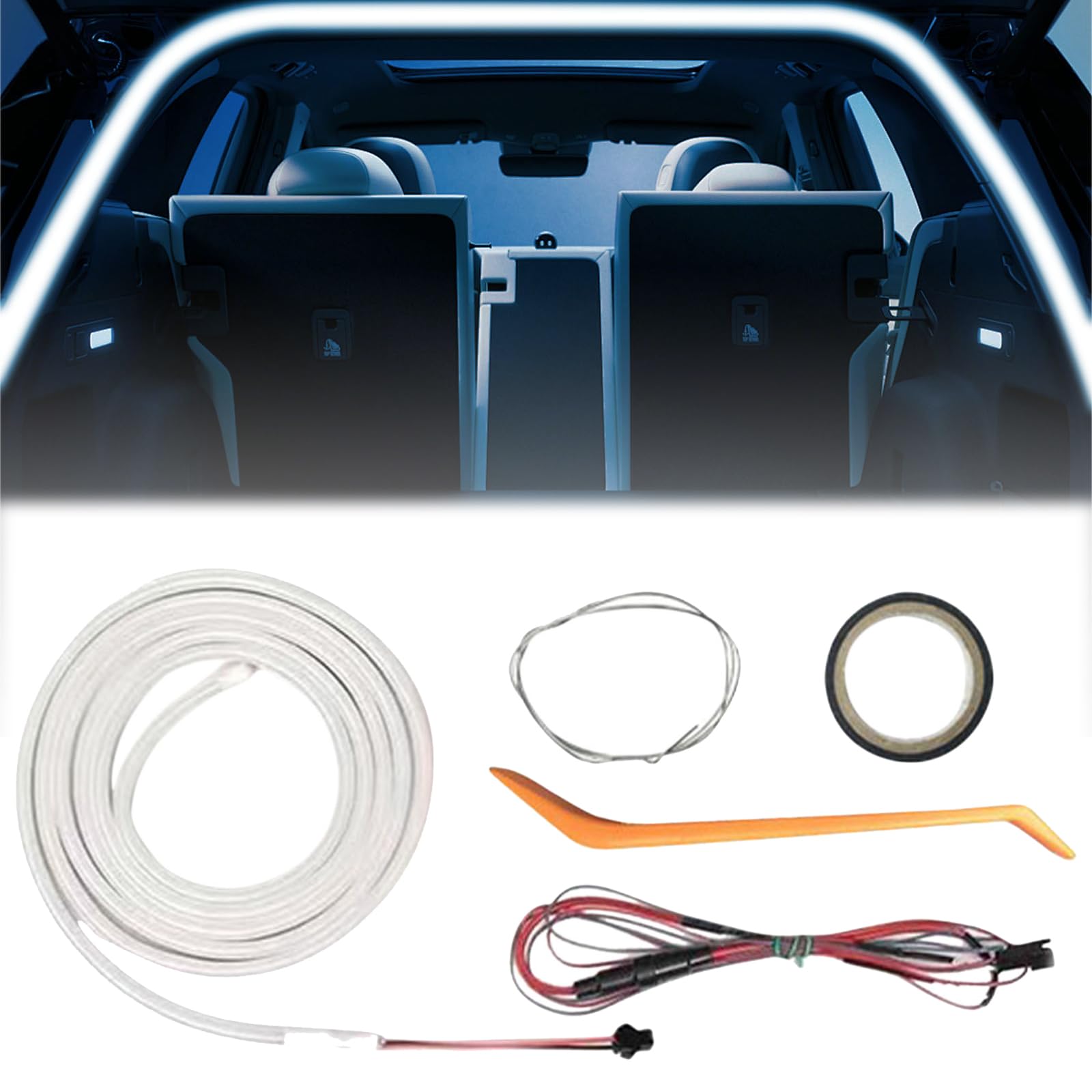 Dynamic Flowing Car Trunk Light Strip, Automatic Sensor Tail Box Light Strip, LED Strip Lights for Trunks Car Cargo Area or Interior Lighting Decoration (Blue, Half Circle 2 m/78 in) von Generisch