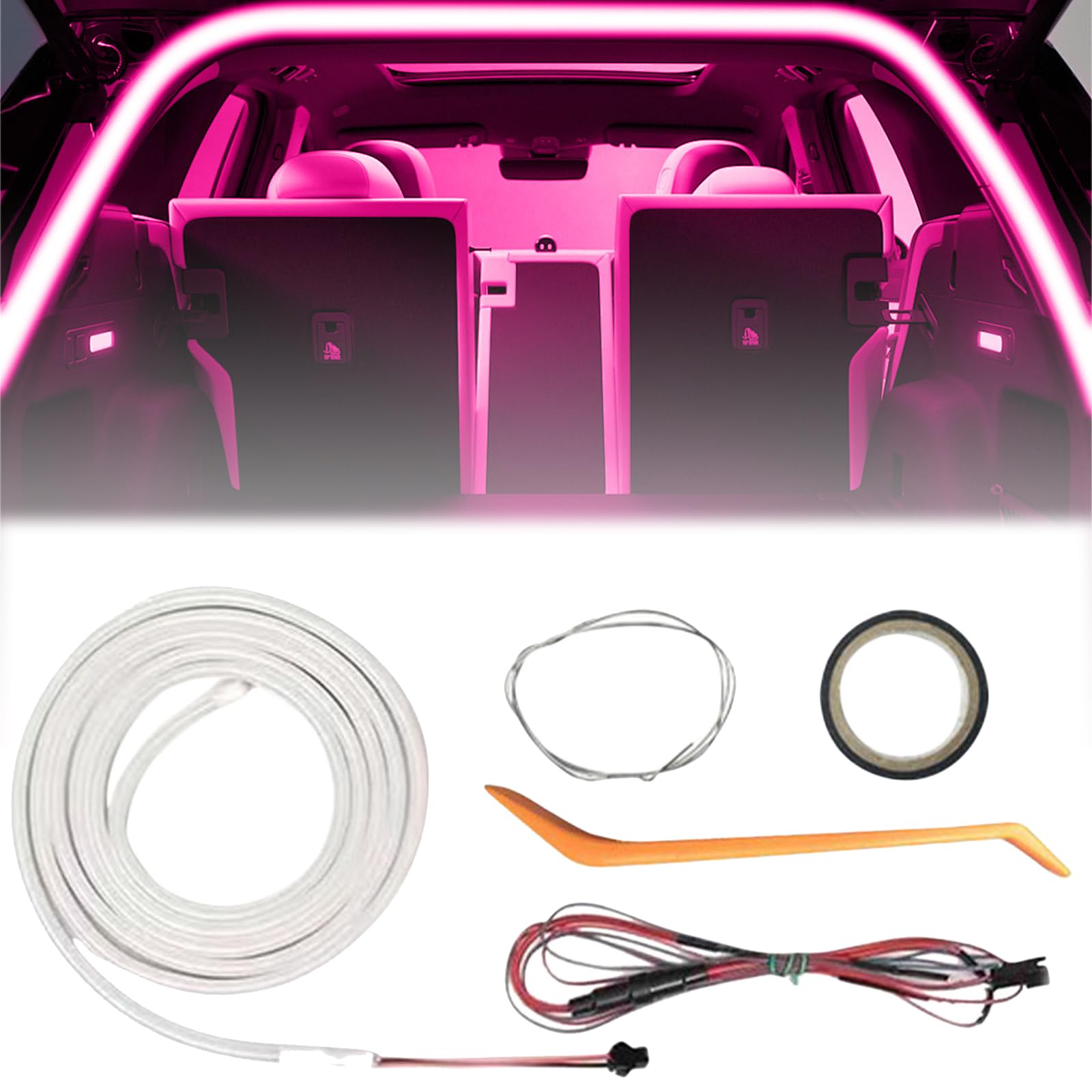 Dynamic Flowing Car Trunk Light Strip, Automatic Sensor Tail Box Light Strip, LED Strip Lights for Trunks Car Cargo Area or Interior Lighting Decoration (Purple, Half Circle 2 m/78 in) von Generisch