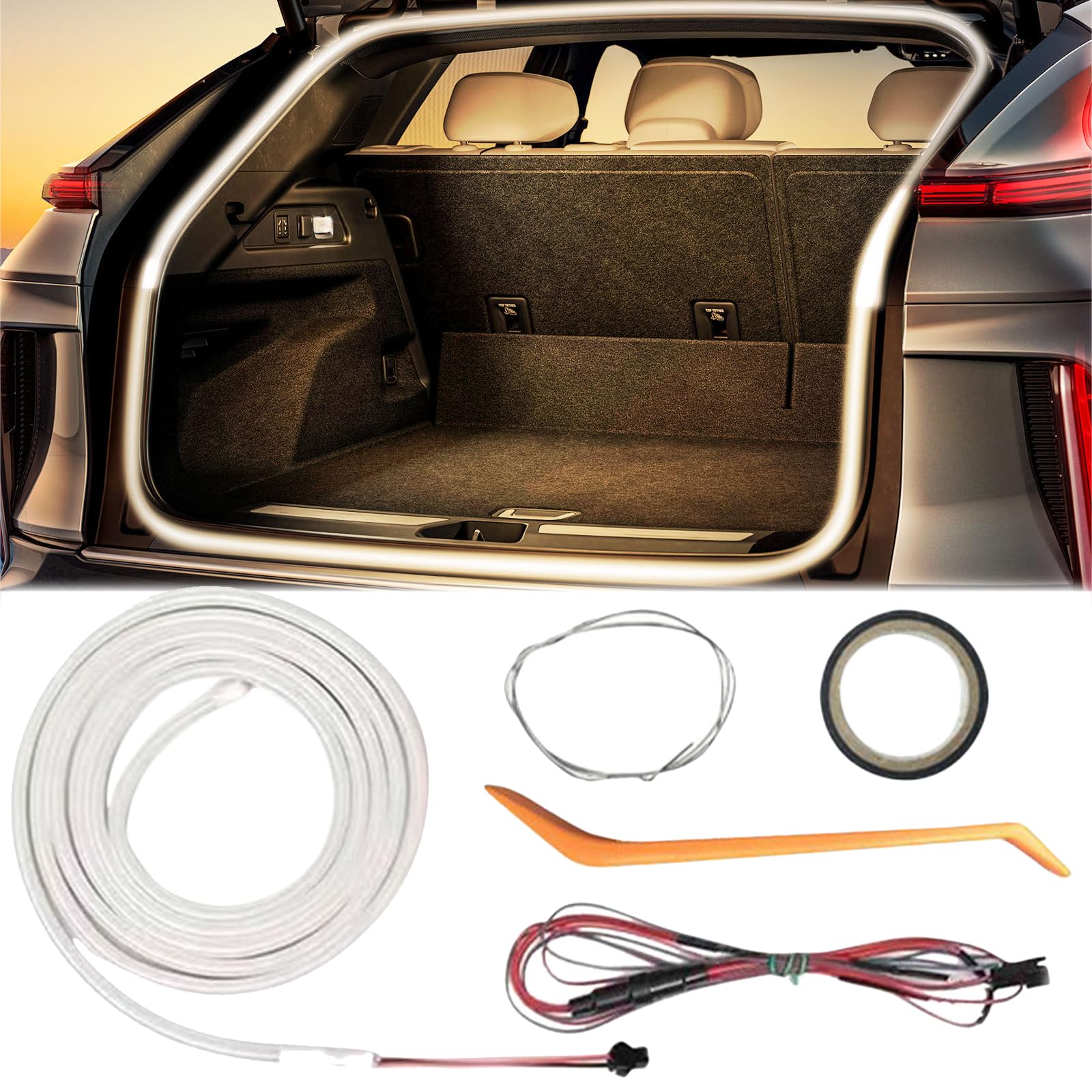 Dynamic Flowing Car Trunk Light Strip, Automatic Sensor Tail Box Light Strip, LED Strip Lights for Trunks Car Cargo Area or Interior Lighting Decoration (Warm, Full Circle 4 m/157 in) von Generisch