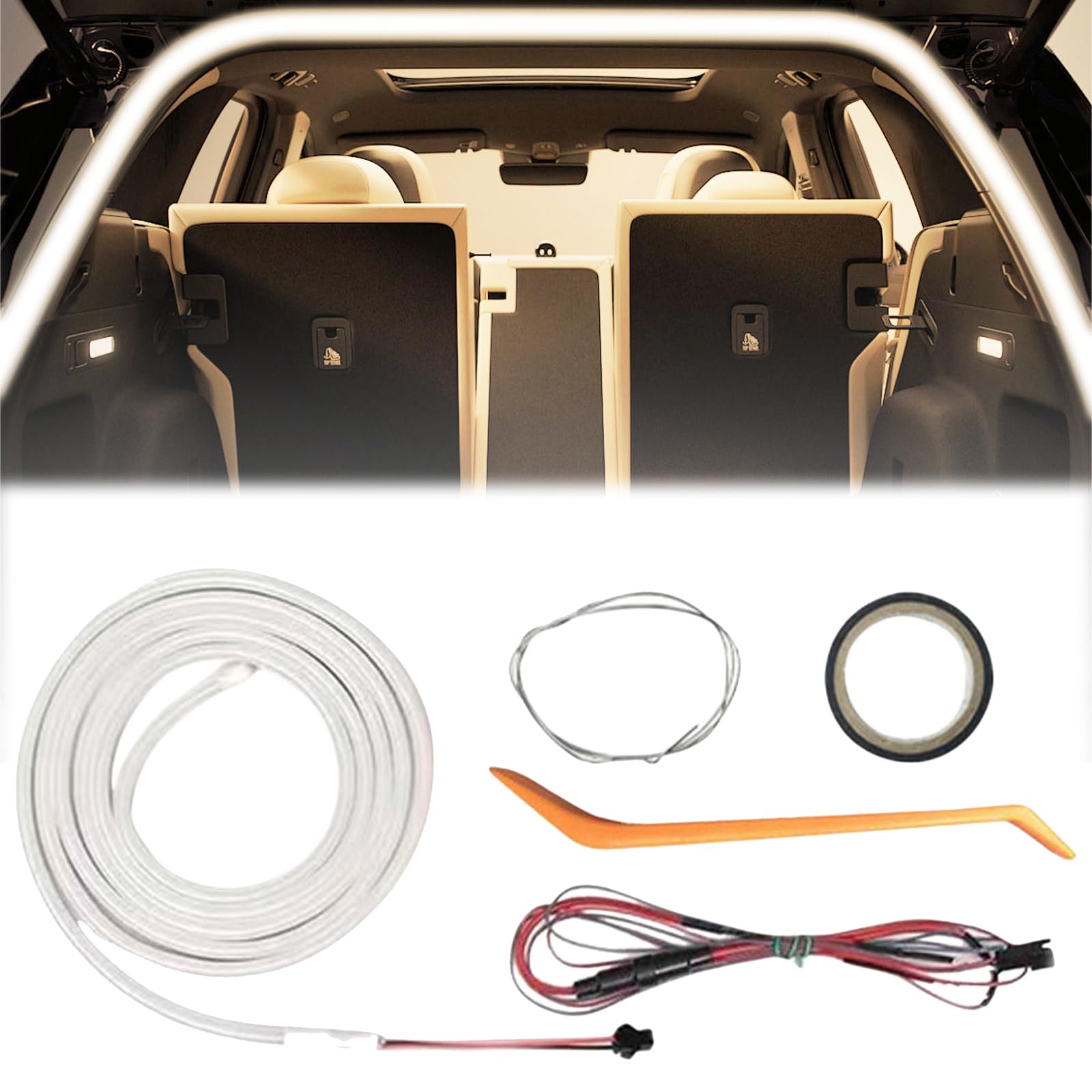 Dynamic Flowing Car Trunk Light Strip, Automatic Sensor Tail Box Light Strip, LED Strip Lights for Trunks Car Cargo Area or Interior Lighting Decoration (Warm, Half Circle 2 m/78 in) von Generisch