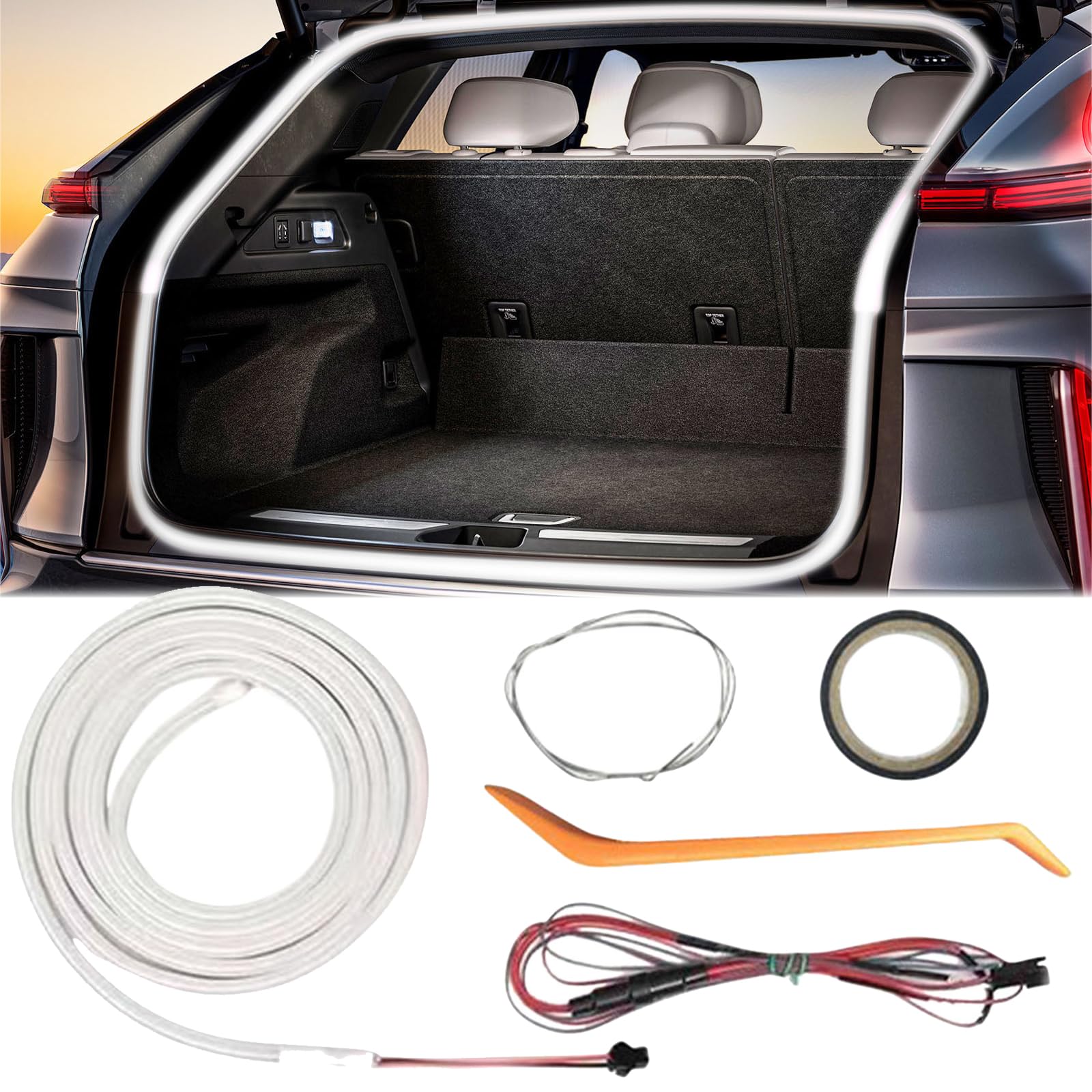 Dynamic Flowing Car Trunk Light Strip, Automatic Sensor Tail Box Light Strip, LED Strip Lights for Trunks Car Cargo Area or Interior Lighting Decoration (White, Full Circle 4 m/157 in) von Generisch