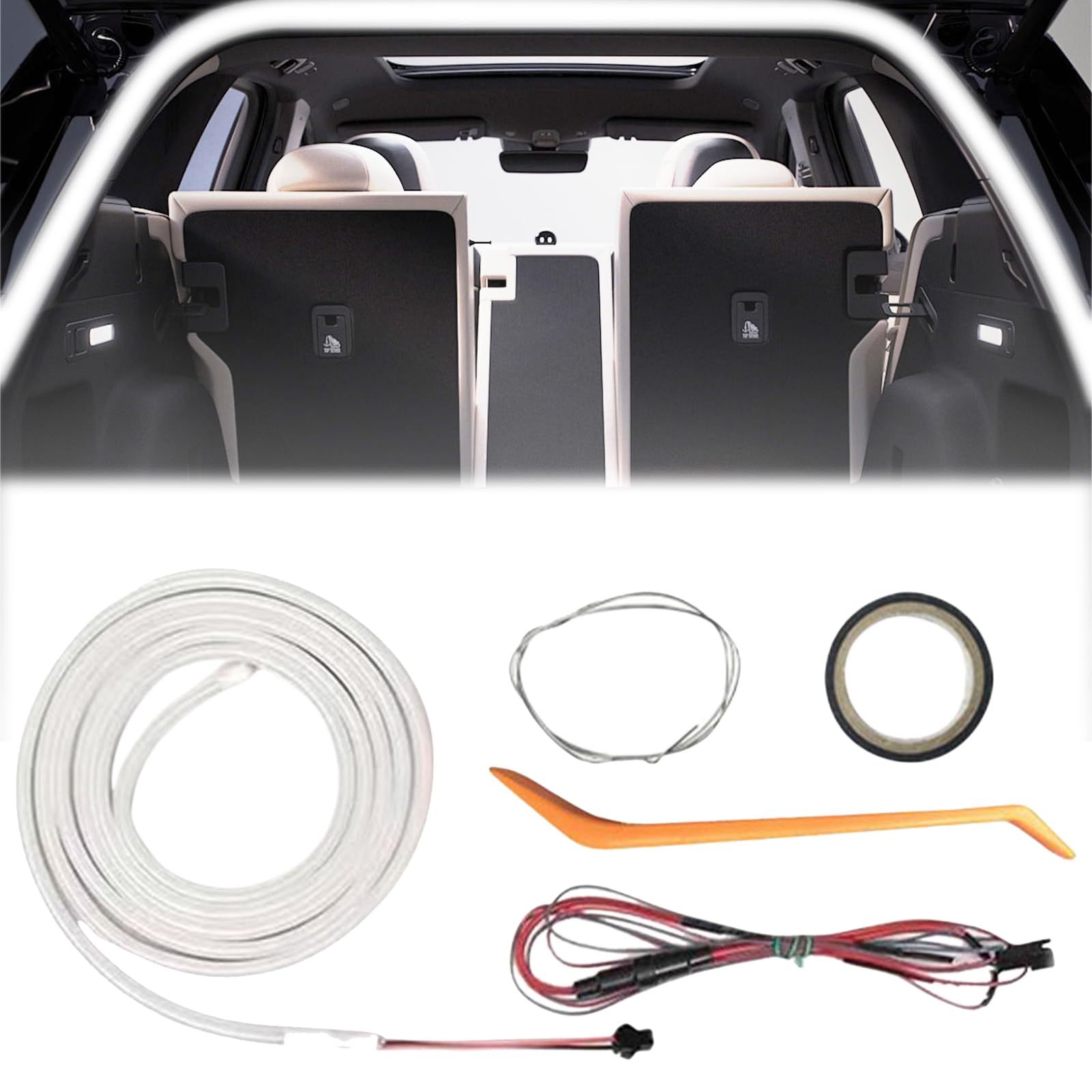 Dynamic Flowing Car Trunk Light Strip, Automatic Sensor Tail Box Light Strip, LED Strip Lights for Trunks Car Cargo Area or Interior Lighting Decoration (White, Half Circle 2 m/78 in) von Generisch