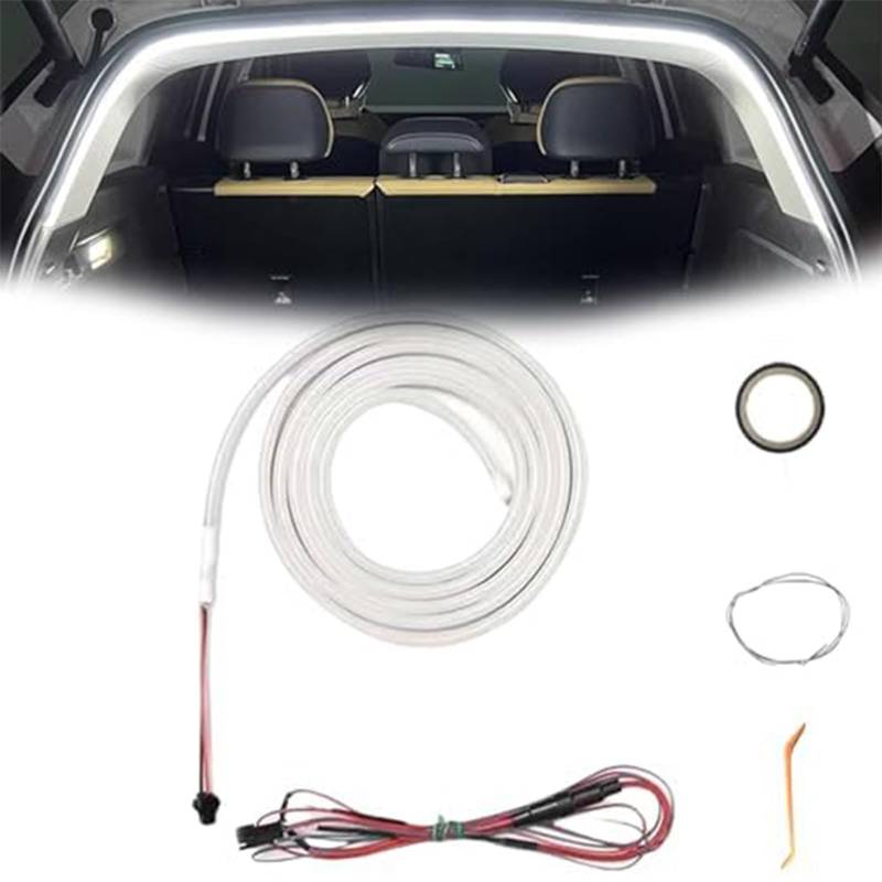 Dynamic Flowing Car Trunk Light Strip, Automatischer Sensor Tail Box Light Strip, Auto-Kofferraum Lichtstreifen, Flexible Silikon LED Streifen Licht Für Auto Kofferraum Dekoration (Weißes Licht) von Generisch