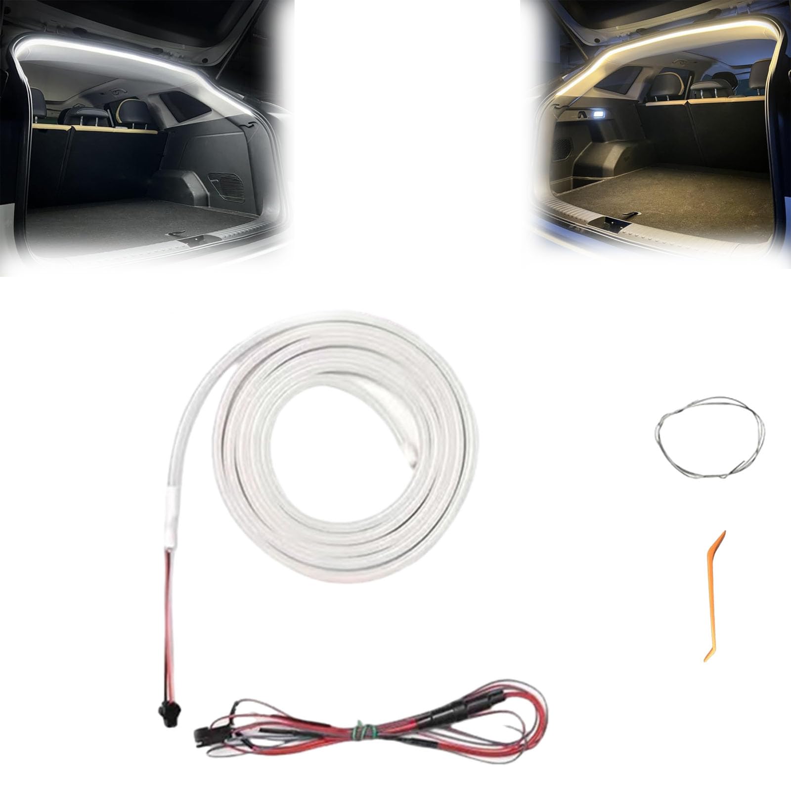Dynamic Flowing Car Trunk Light Strip, Automatischer Sensor Tail Box Light Strip, LED Strip Lights for Car Trunk Cargo Area or Interior Illumination Decoration (Warm, 2M) von Generisch