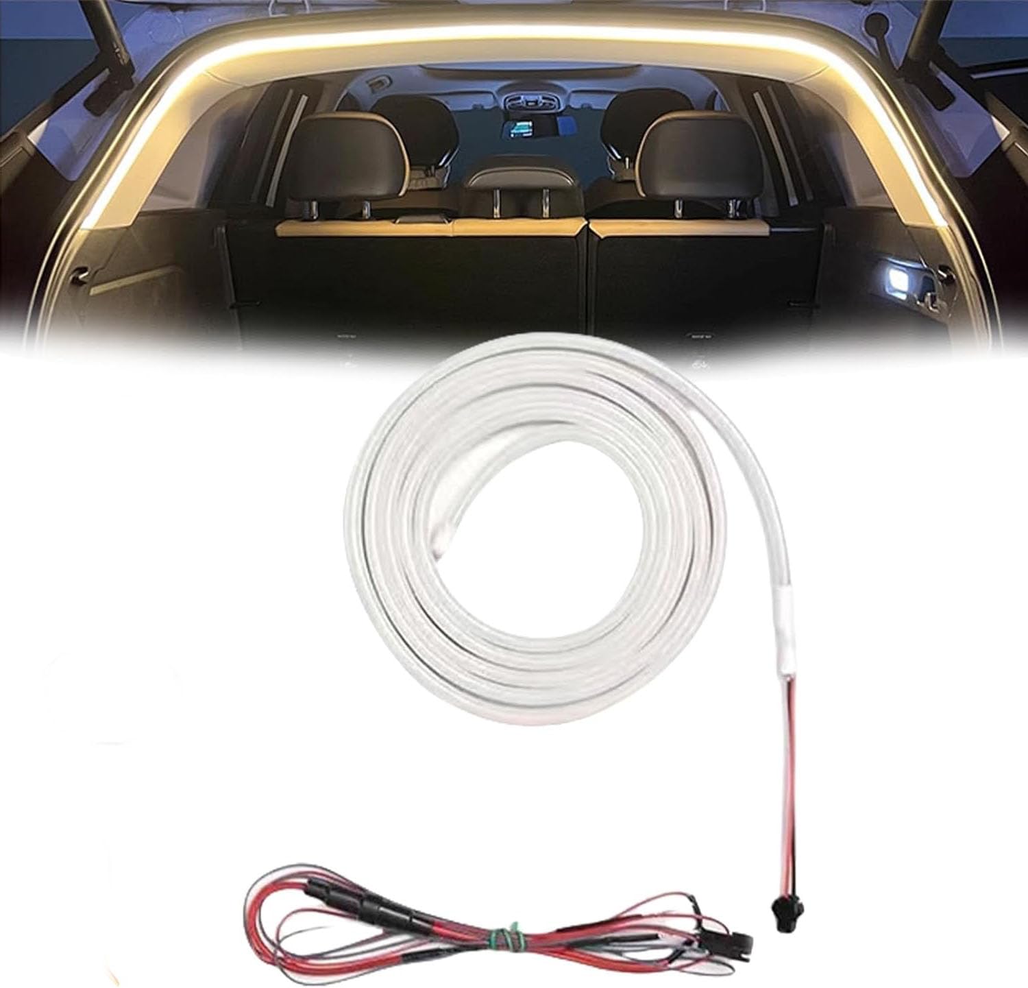 Dynamic Flowing Car Trunk Light Strip, Automatischer Sensor Tail Box Light Strip, Led Strip Lights for Car Trunk Cargo Area or Interior Illumination Decoration (Warm, 4m) von Generisch