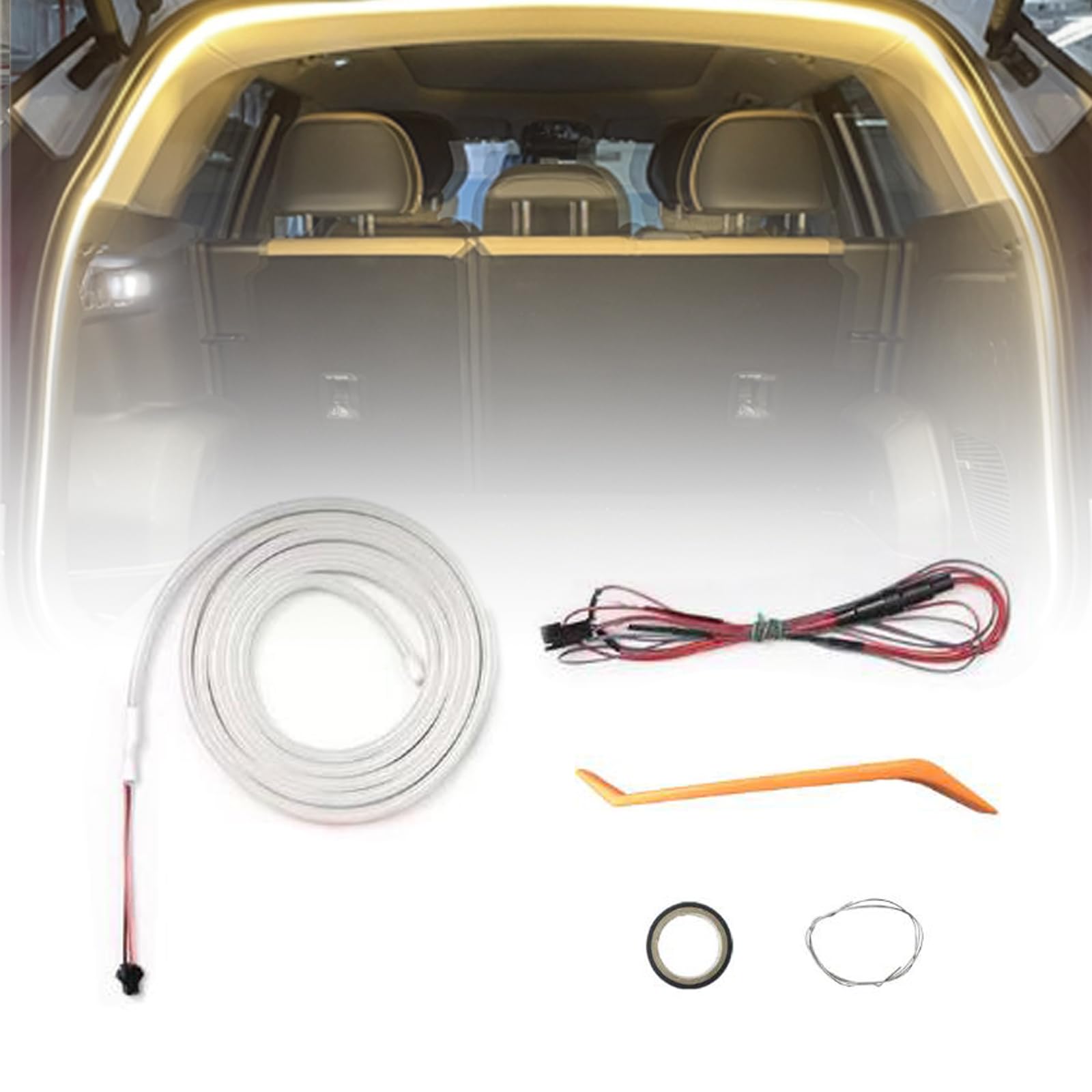 Dynamic Flowing Car Trunk Light Strip, Automatischer Sensor Tail Box Light Strip, Led Strip Lights for Car Trunk Cargo Area or Interior Illumination Decoration (Warm,Full Circle 4 Meters) von Generisch