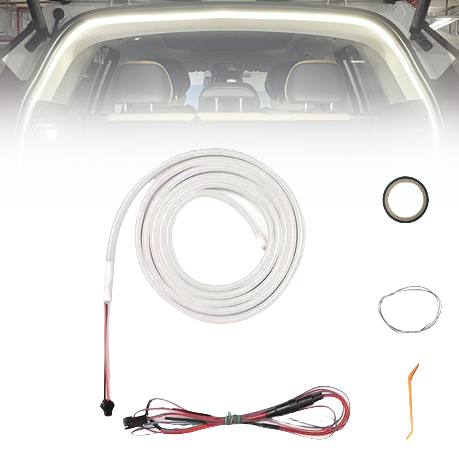 Dynamic Flowing Car Trunk Light Strip, Trunk Led Light Strip, Automatischer Sensor Tail Box Led Strip Lights for Car Cargo Area or Interior Illumination Decoration (White,Full Circle 4 m/157 in) von Generisch