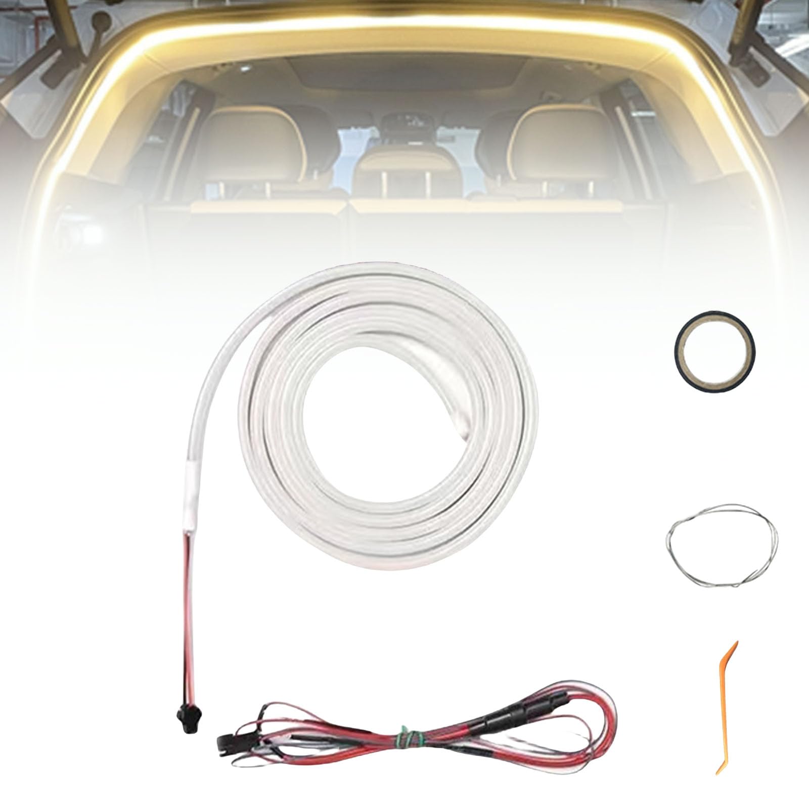 Dynamic Flowing Car Trunk Light Strip, Trunk Led Light Strip, Automatischer Sensor Tail Box Led Strip Lights for Car Cargo Area or Interior Illumination Decoration (Yellow,Half Circle 2 m/78 in) von Generisch