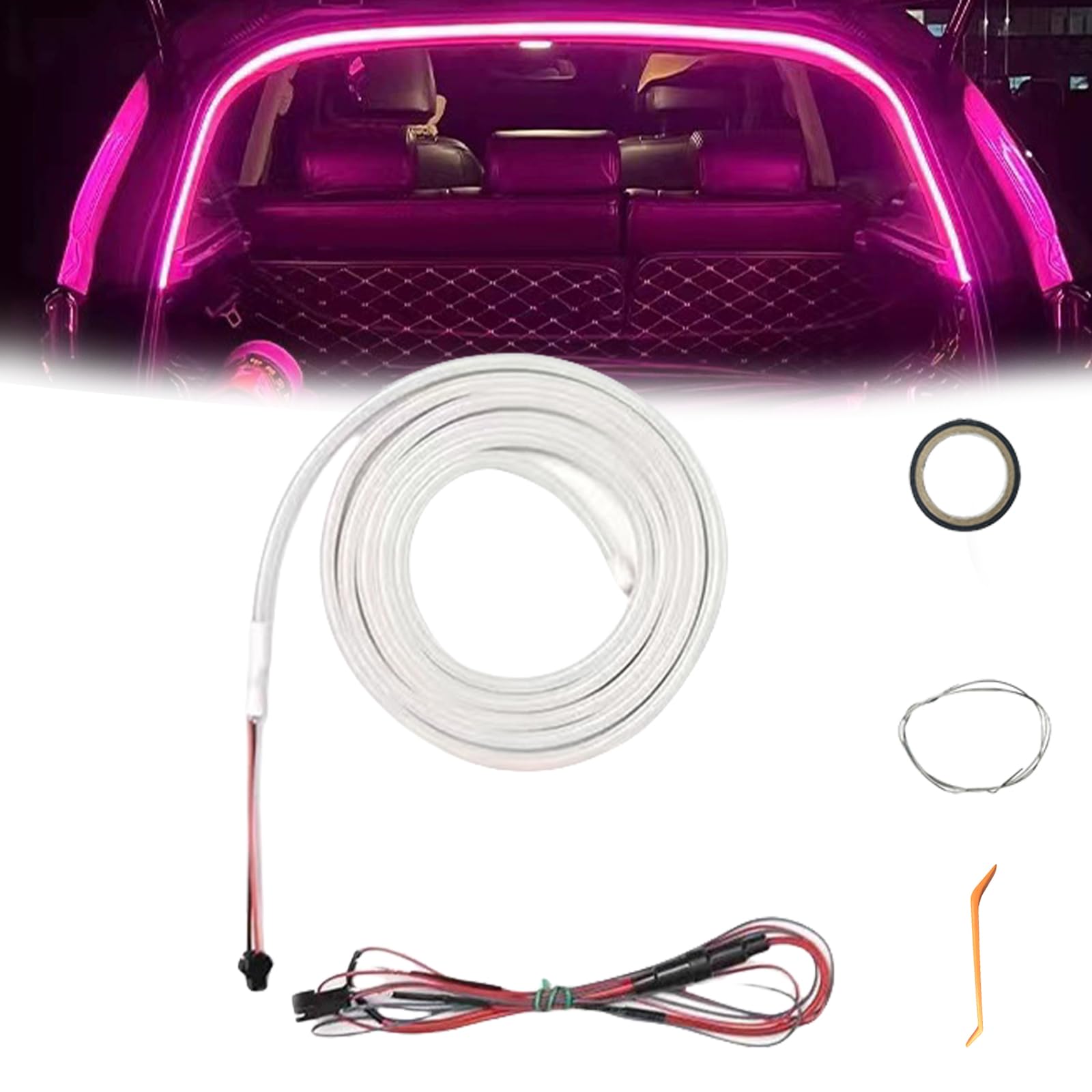 Dynamic Flowing Car Trunk Light Strip,Automatischer Sensor Tail Box Light Strip, Led Strip Lights for Car Trunk Cargo Area or Interior Illumination Decoration (Purple,Full Circle 4 m/157 in) von Generisch