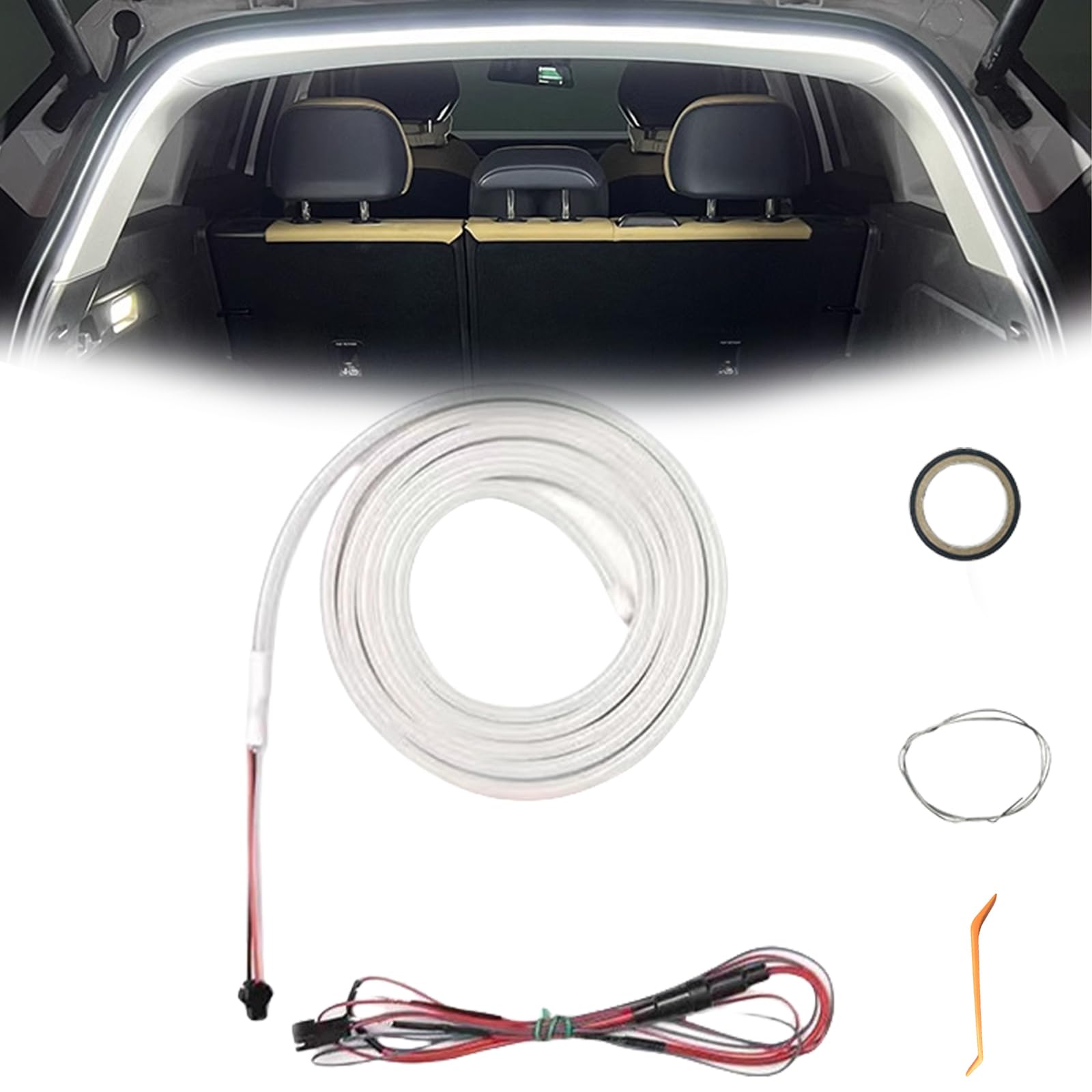 Dynamic Flowing Car Trunk Light Strip,Automatischer Sensor Tail Box Light Strip, Led Strip Lights for Car Trunk Cargo Area or Interior Illumination Decoration (White,Half Circle 2 m/78 in) von Generisch