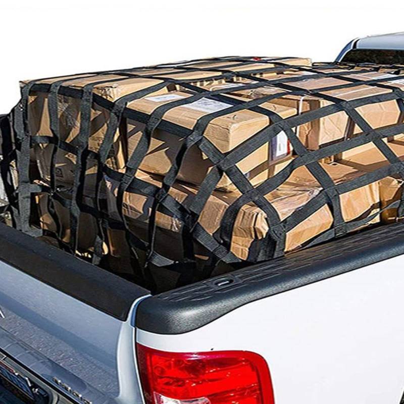 Elastisches Gepäcknetz aus Polyester, flach, quadratisches Netz, reißfest, Sicherheitsnetz, LKW/Anhänger/Ladungsnetz, Hängenetz zum Abschleppen, Tragfähigkeit von Generisch