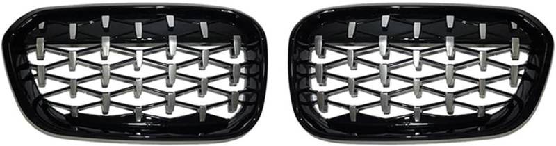 Fahrzeug-Frontgrill Für BMW 1 Series Auto Frontstoßstangengitter Diamantgrill Auto Frontstoßstangengitter(Black and Silver) von Generisch