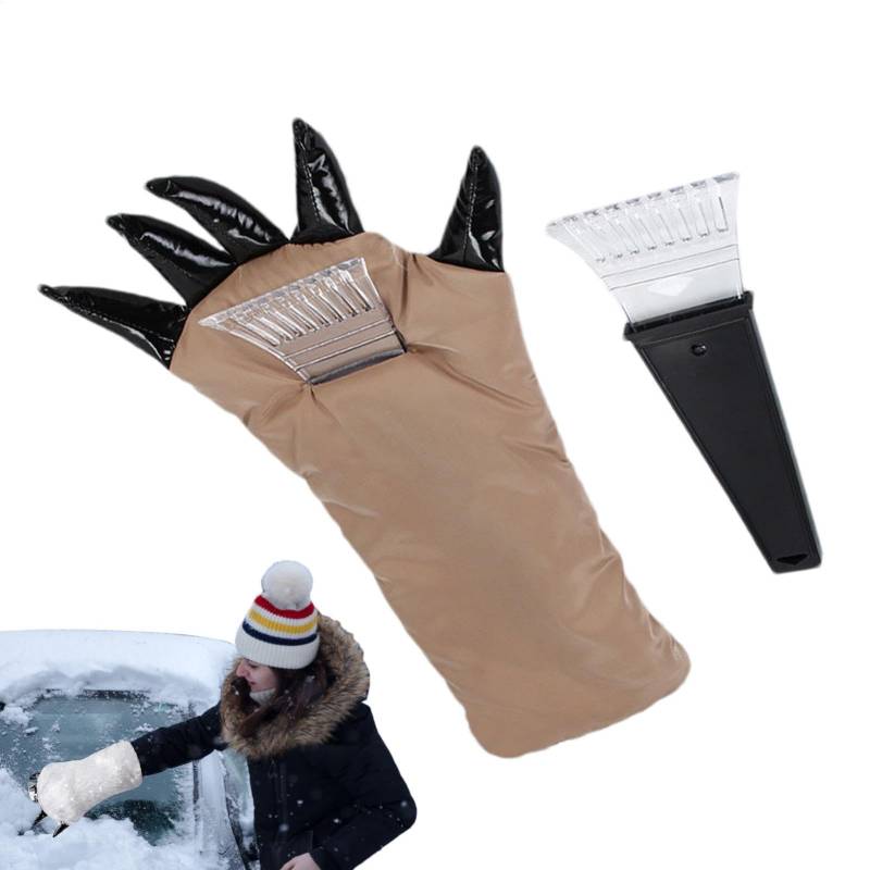 Fahrzeug-Frostreinigungswerkzeug mit Haltbarkeit, Frostreinigungszubehör – Auto-Schneeräumungshandschuh, Eiskratzer-Fäustlinge, Bärenklauen-Handschuhe mit Eiskratzer, warmer von Generisch