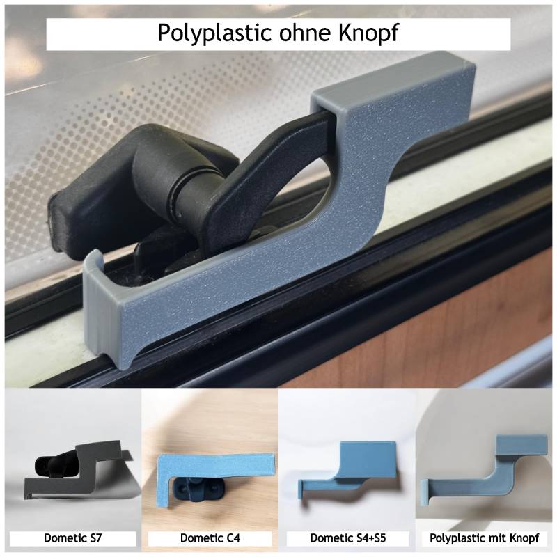 Fensterverriegelung für Wohnmobile, ASA-Kunststoff, UV-beständig, Draht-Manipulationsschutz, Grau (Linke Seite, Polyplastic) von Generisch