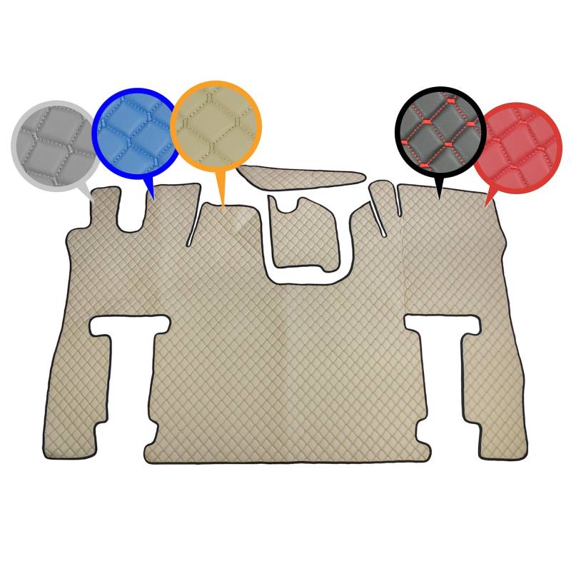 Fußmatten Öko-Leder passend für Scania S (2017-..) LUX NEU Generation Trucks/LKWs mit Automatisch Getriebe + Fußmatten Zubehor und Fußmatten Tunnelabdeckung Innenausstattung (Beige) von Generisch