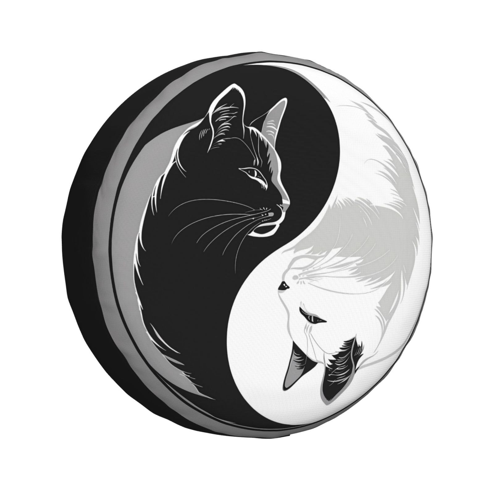 Generic Black White Cat Spare Tire Cover, Weatherproof UV Resistant Universal Wheel Protector for SUV RV Truck Trailer Camper, Tai Chi Wheel Tire Cover 14 Inch von Generisch